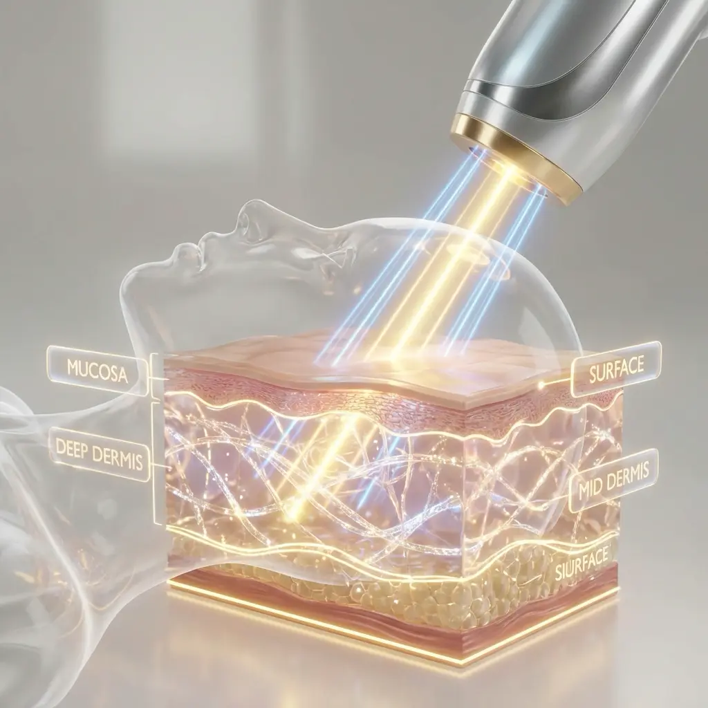 Mô phỏng các tầng da được laser Fotona tác động