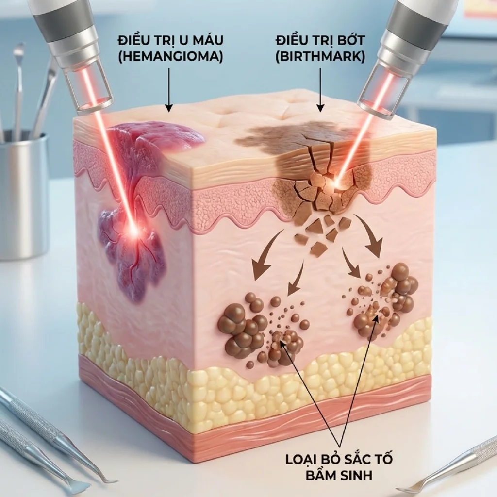 Loại bỏ u máu và bớt sắc tố bẩm sinh bằng công nghệ cao
