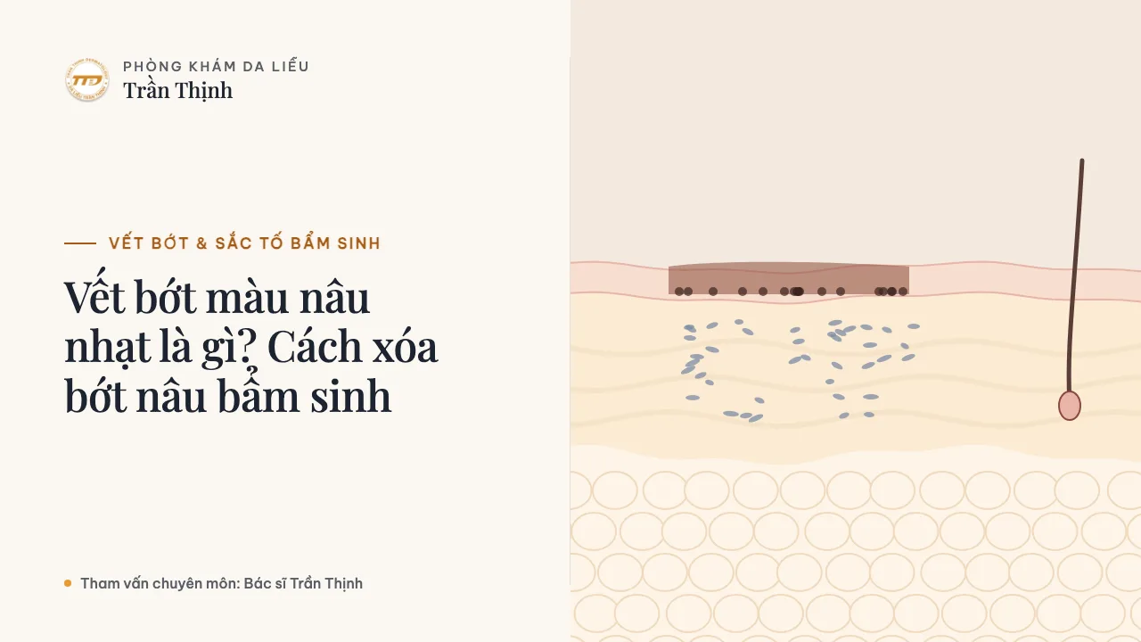 Minh họa: Vết bớt màu nâu nhạt là gì? Cách xóa bớt nâu bẩm sinh