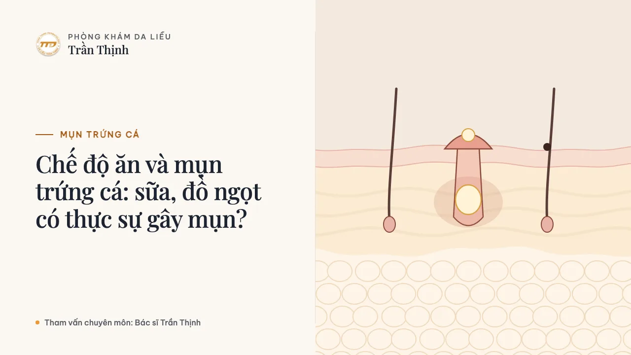 Minh họa: Chế độ ăn và mụn trứng cá: sữa, đồ ngọt có thực sự gây mụn?