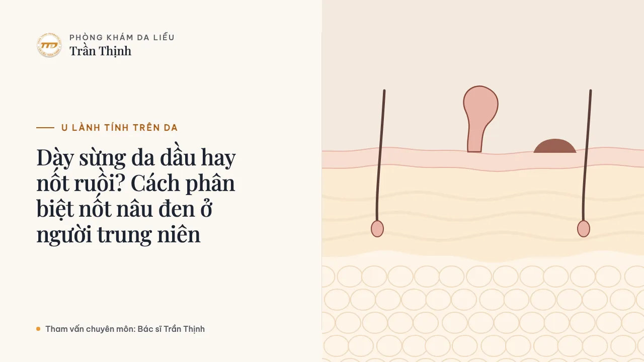 Minh họa: Dày sừng da dầu hay nốt ruồi? Cách phân biệt nốt nâu đen ở người trung niên