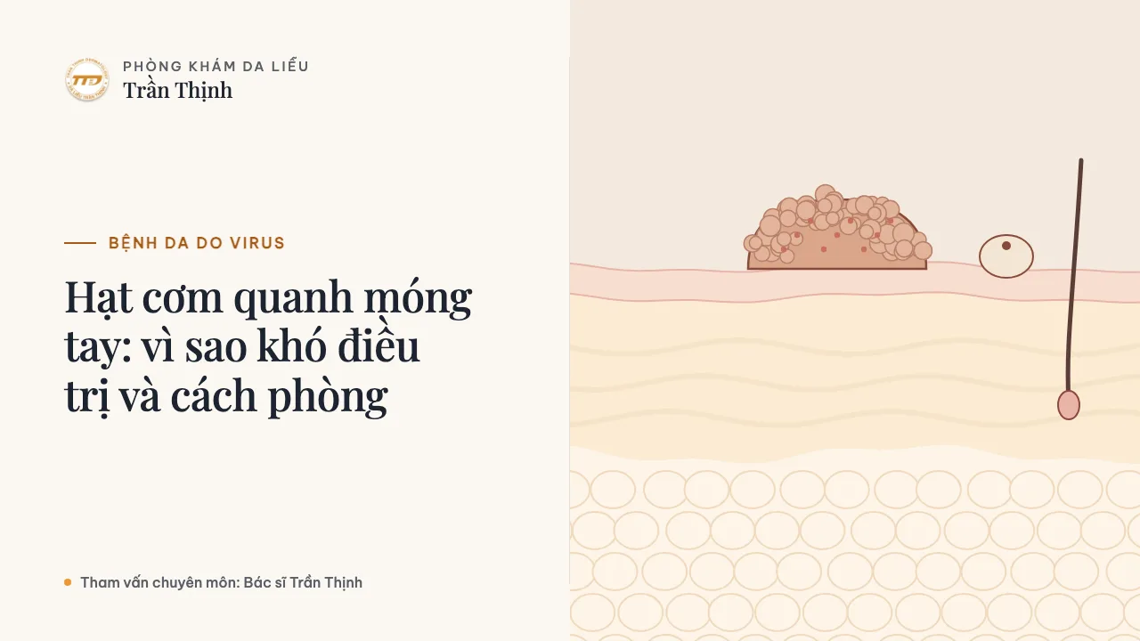 Minh họa: Hạt cơm quanh móng tay: vì sao khó điều trị và cách phòng