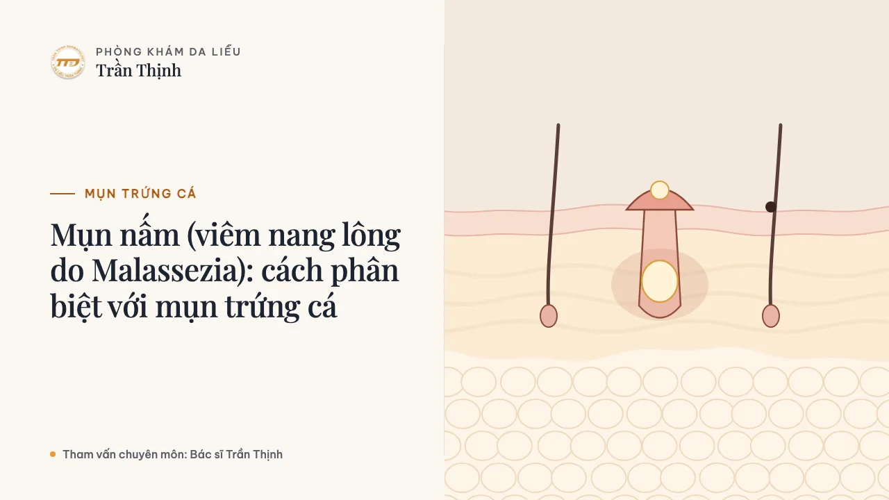 Minh họa: Mụn nấm (viêm nang lông do Malassezia): cách phân biệt với mụn trứng cá