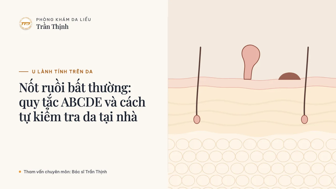 Minh họa: Nốt ruồi bất thường: quy tắc ABCDE và cách tự kiểm tra da tại nhà