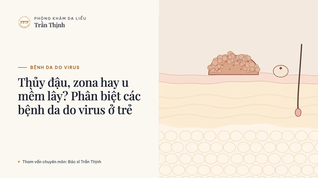 Minh họa: Thủy đậu, zona hay u mềm lây? Phân biệt các bệnh da do virus ở trẻ