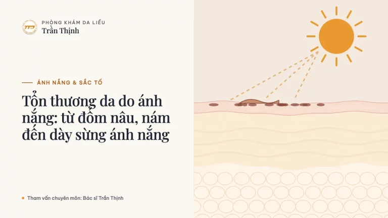 Tổn thương da do ánh nắng: từ đốm nâu, nám đến dày sừng ánh nắng
