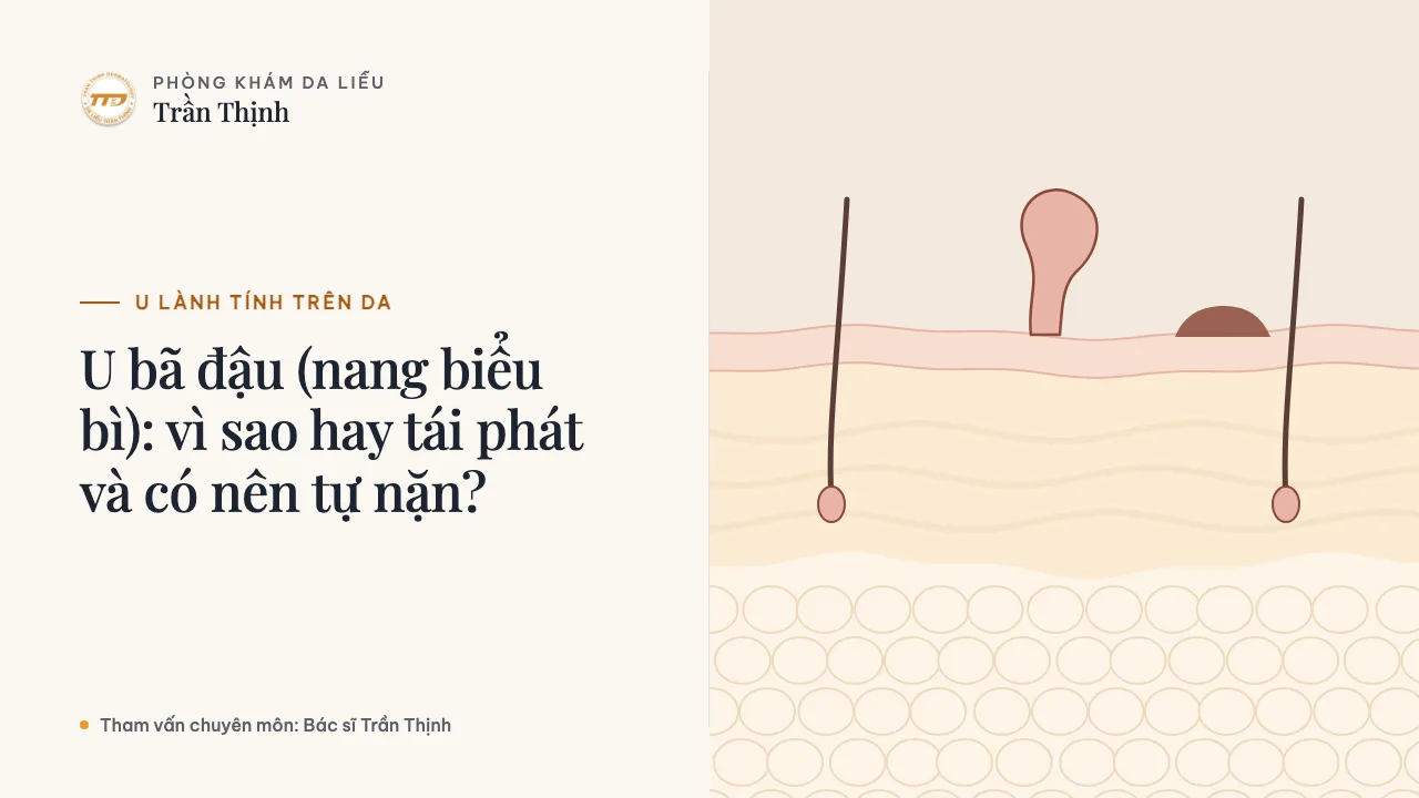 Minh họa: U bã đậu (nang biểu bì): vì sao hay tái phát và có nên tự nặn?