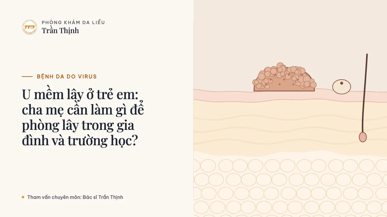 Minh họa: U mềm lây ở trẻ em: cha mẹ cần làm gì để phòng lây trong gia đình và trường học?